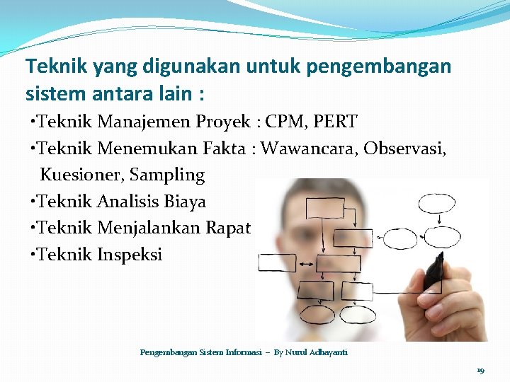 Teknik yang digunakan untuk pengembangan sistem antara lain : • Teknik Manajemen Proyek :