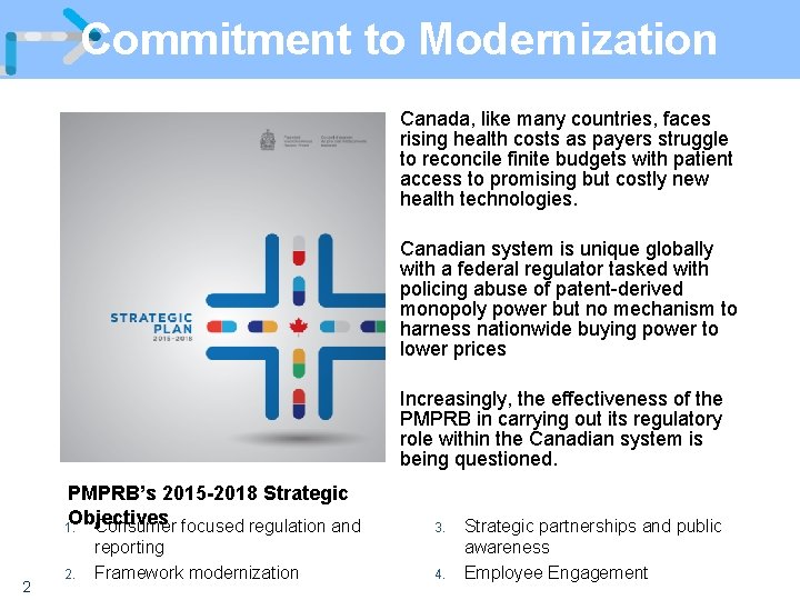 Commitment to Modernization Canada, like many countries, faces rising health costs as payers struggle