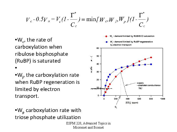  • Wc, the rate of carboxylation when ribulose bisphosphate (Ru. BP) is saturated