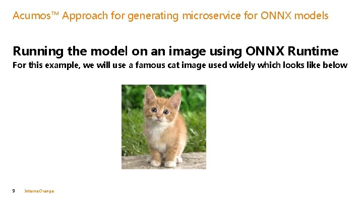 Acumos™ Approach for generating microservice for ONNX models Running the model on an image