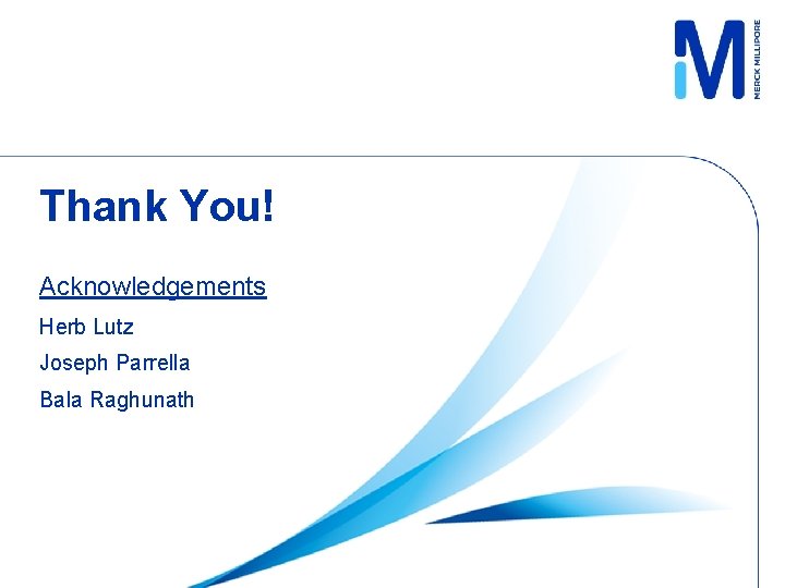 Thank You! Acknowledgements Herb Lutz Joseph Parrella Bala Raghunath 