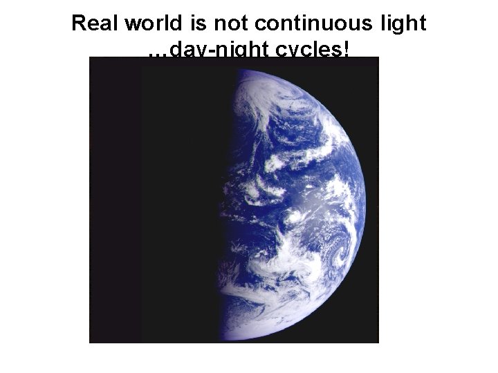 Real world is not continuous light …day-night cycles! 