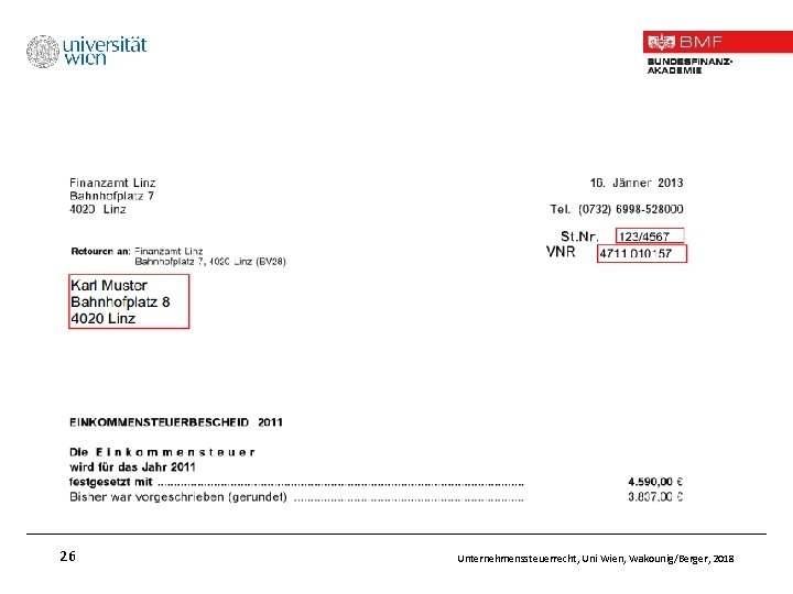 26 Unternehmenssteuerrecht, Uni Wien, Wakounig/Berger, 2018 