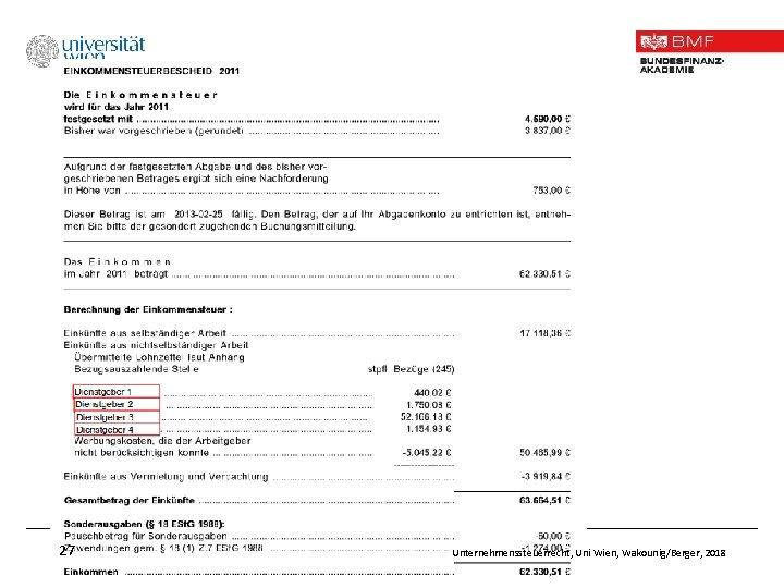 27 Unternehmenssteuerrecht, Uni Wien, Wakounig/Berger, 2018 