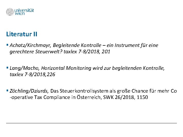 Literatur II § Achatz/Kirchmayr, Begleitende Kontrolle – ein Instrument für eine gerechtere Steuerwelt? taxlex