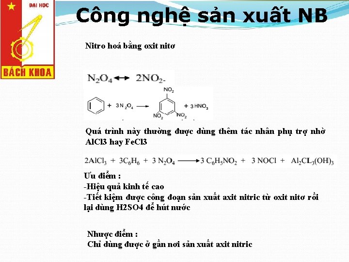 Công nghệ sản xuất NB Nitro hoá bằng oxit nitơ Quá trình này thường