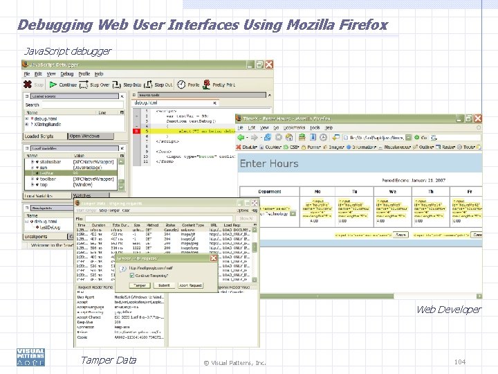 Debugging Web User Interfaces Using Mozilla Firefox Java. Script debugger Web Developer Tamper Data