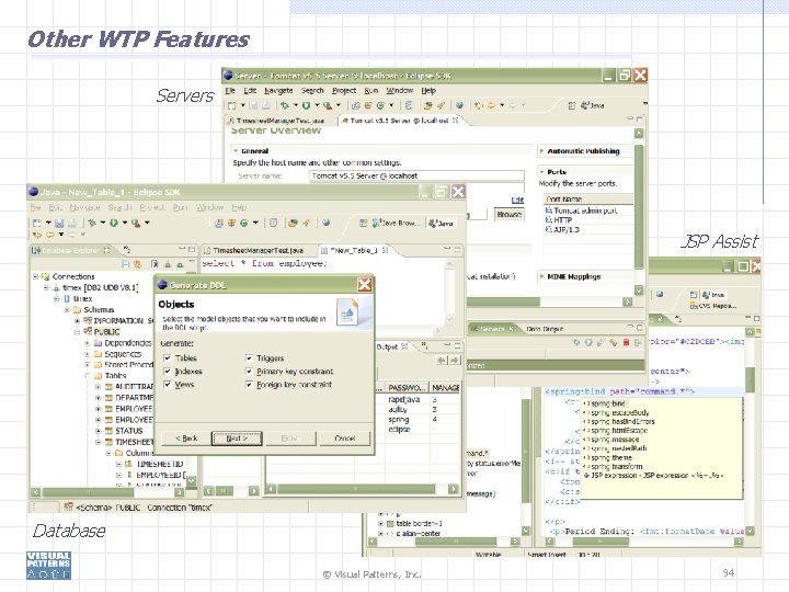 Other WTP Features Servers JSP Assist Database © Visual Patterns, Inc. 94 