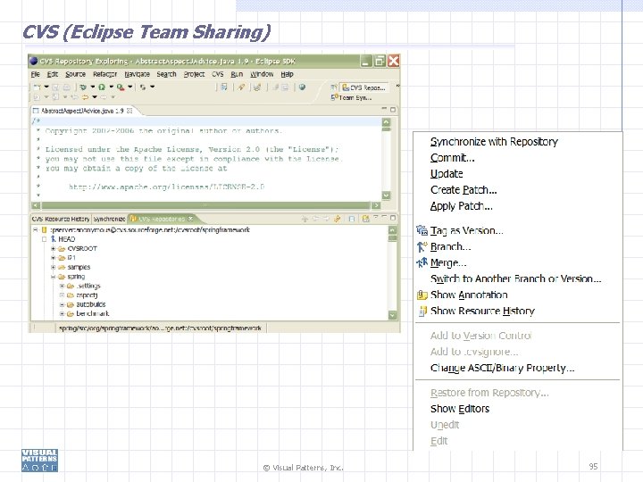 CVS (Eclipse Team Sharing) © Visual Patterns, Inc. 95 