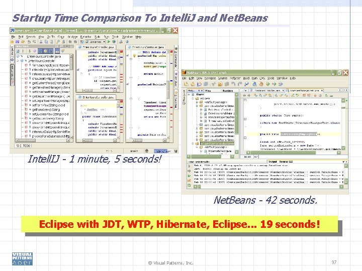 Startup Time Comparison To Intelli. J and Net. Beans Intell. IJ - 1 minute,