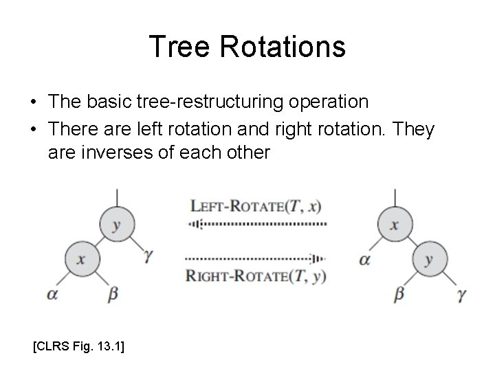 Tree Rotations • The basic tree-restructuring operation • There are left rotation and right
