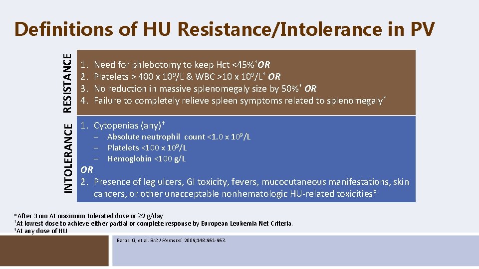 INTOLERANCE RESISTANCE Definitions of HU Resistance/Intolerance in PV 1. 2. 3. 4. Need for