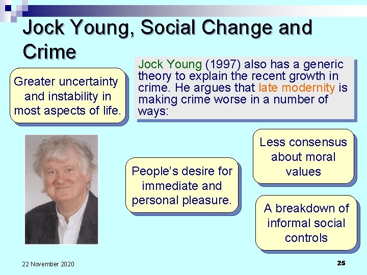 Jock Young, Social Change and Crime Jock Young (1997) also has a generic Greater