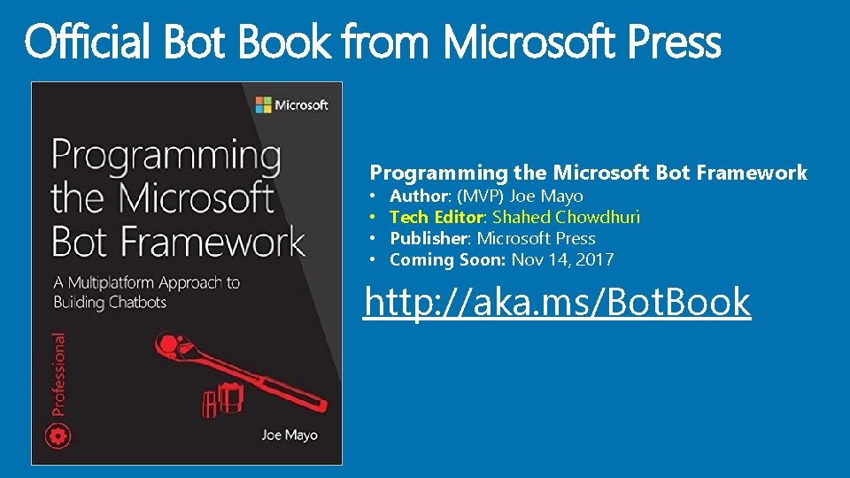 Official Bot Book from Microsoft Press Programming the Microsoft Bot Framework • • Author: