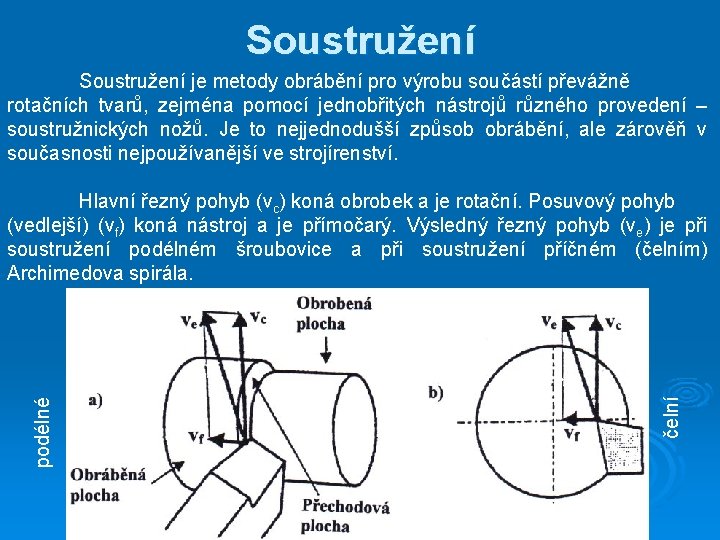 Soustružení je metody obrábění pro výrobu součástí převážně rotačních tvarů, zejména pomocí jednobřitých nástrojů