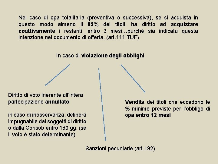 Nel caso di opa totalitaria (preventiva o successiva), se si acquista in questo modo