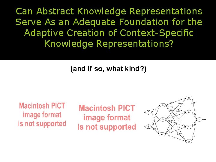 Can Abstract Knowledge Representations Serve As an Adequate Foundation for the Adaptive Creation of