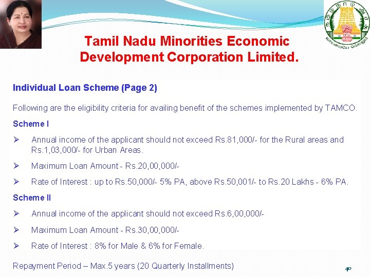 Tamil Nadu Minorities Economic Development Corporation Limited. Individual Loan Scheme (Page 2) Following are