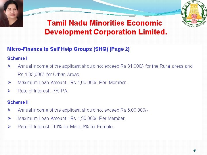 Tamil Nadu Minorities Economic Development Corporation Limited. Micro-Finance to Self Help Groups (SHG) (Page