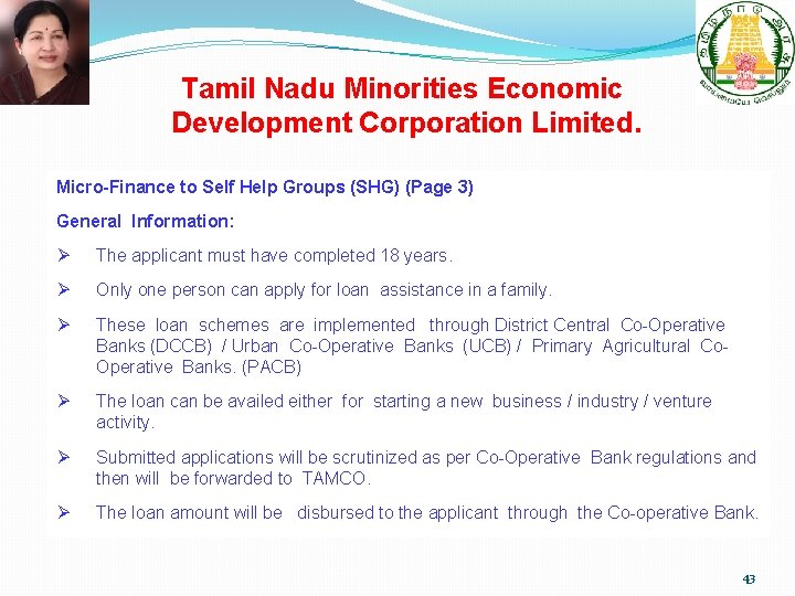 Tamil Nadu Minorities Economic Development Corporation Limited. Micro-Finance to Self Help Groups (SHG) (Page