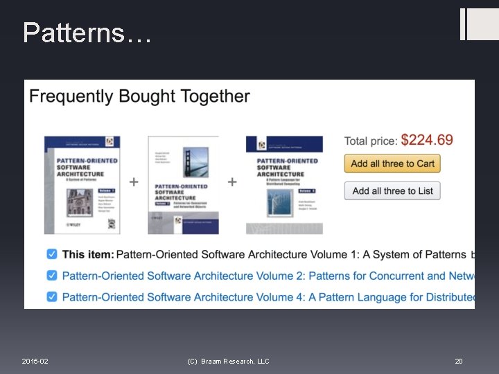 Patterns… 2015 -02 (C) Braam Research, LLC 20 