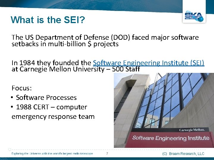 What is the SEI? The US Department of Defense (DOD) faced major software setbacks