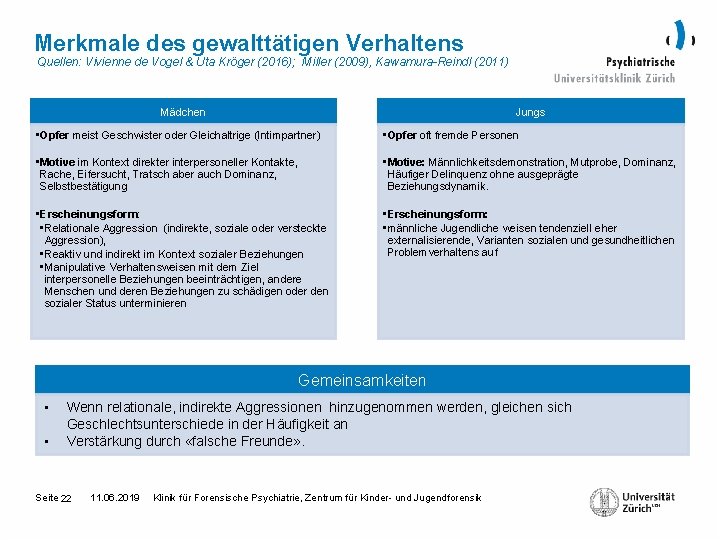 Merkmale des gewalttätigen Verhaltens Quellen: Vivienne de Vogel & Uta Kröger (2016); Miller (2009),