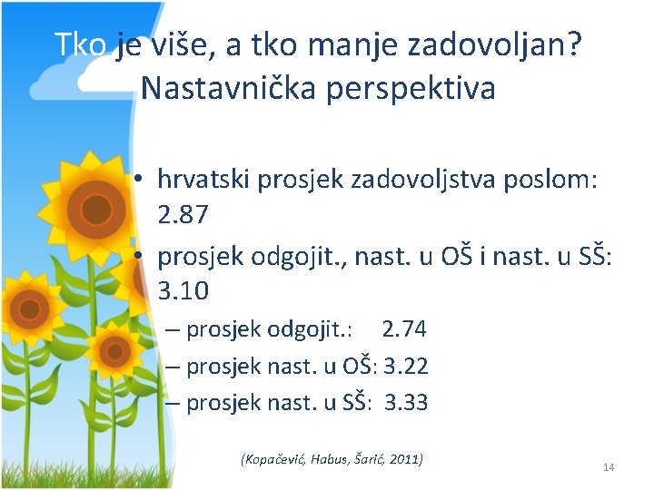 Tko je više, a tko manje zadovoljan? Nastavnička perspektiva • hrvatski prosjek zadovoljstva poslom: