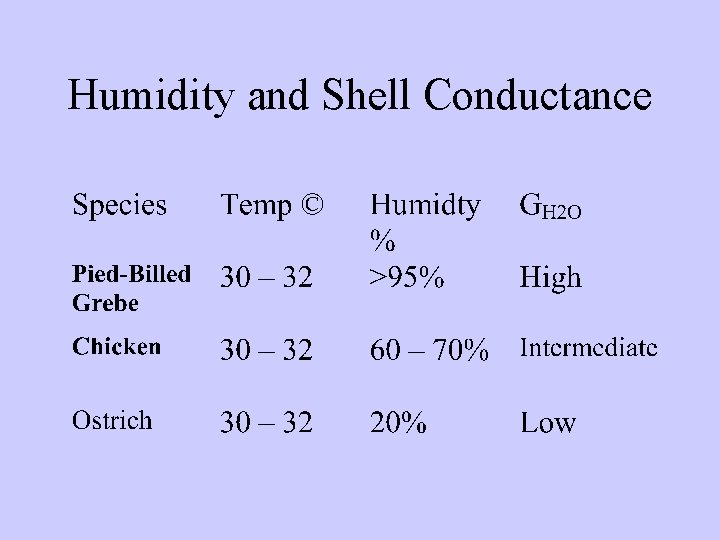 Humidity and Shell Conductance 