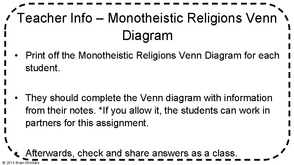 Teacher Info – Monotheistic Religions Venn Diagram • Print off the Monotheistic Religions Venn