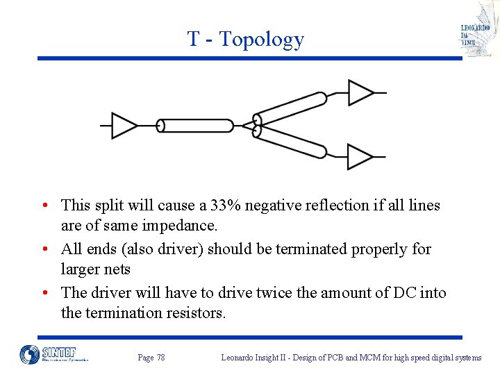 T - Topology • This split will cause a 33% negative reflection if all