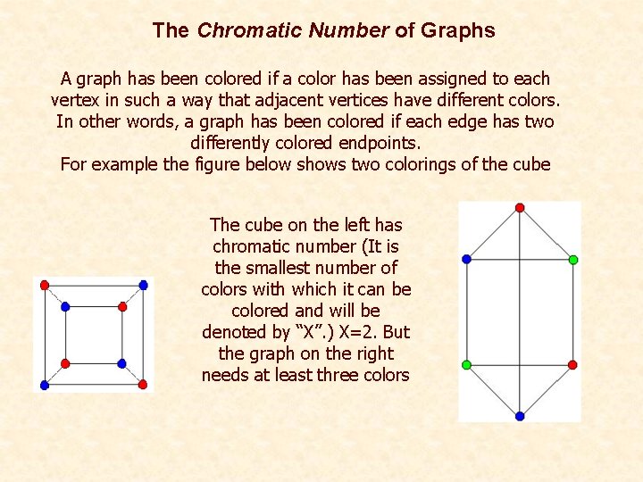 The Chromatic Number of Graphs A graph has been colored if a color has The Chromatic Number of Graphs A graph has been colored if a color has