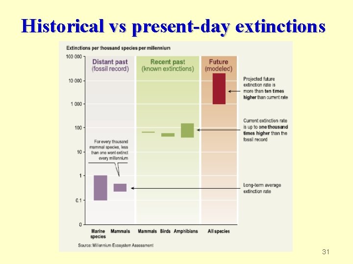 Historical vs present-day extinctions 31 