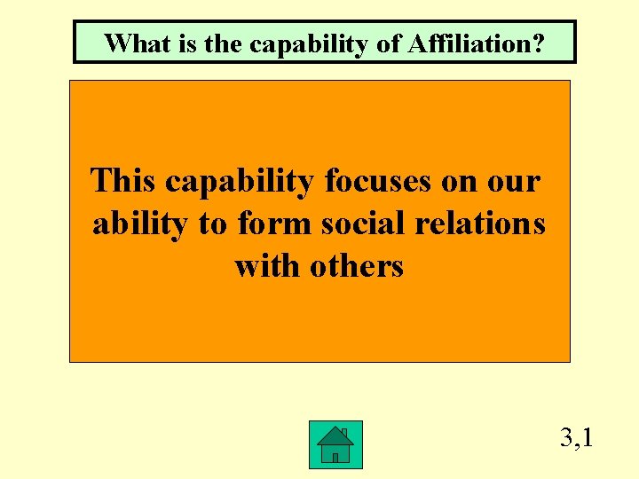 What is the capability of Affiliation? This capability focuses on our ability to form