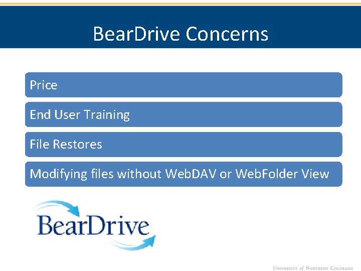 Bear. Drive Concerns Price End User Training File Restores Modifying files without Web. DAV