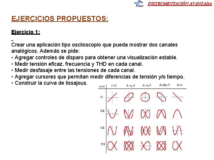 INSTRUMENTACIÓN AVANZADA EJERCICIOS PROPUESTOS: Ejercicio 1: Crear una aplicación tipo osciloscopio que pueda mostrar