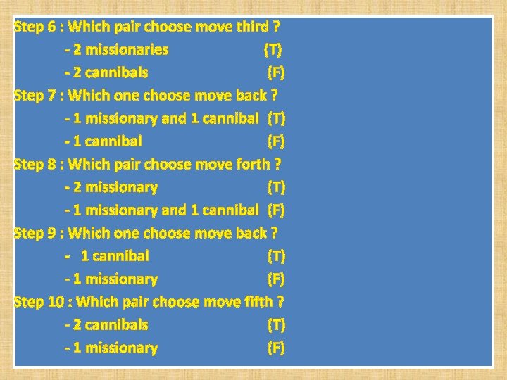 Step 6 : Which pair choose move third ? - 2 missionaries (T) -