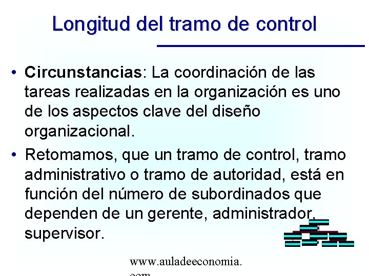 Longitud del tramo de control • Circunstancias: La coordinación de las tareas realizadas en