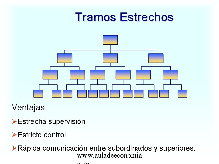 Tramos Estrechos Ventajas: Estrecha supervisión. Estricto control. Rápida comunicación entre subordinados y superiores. www.