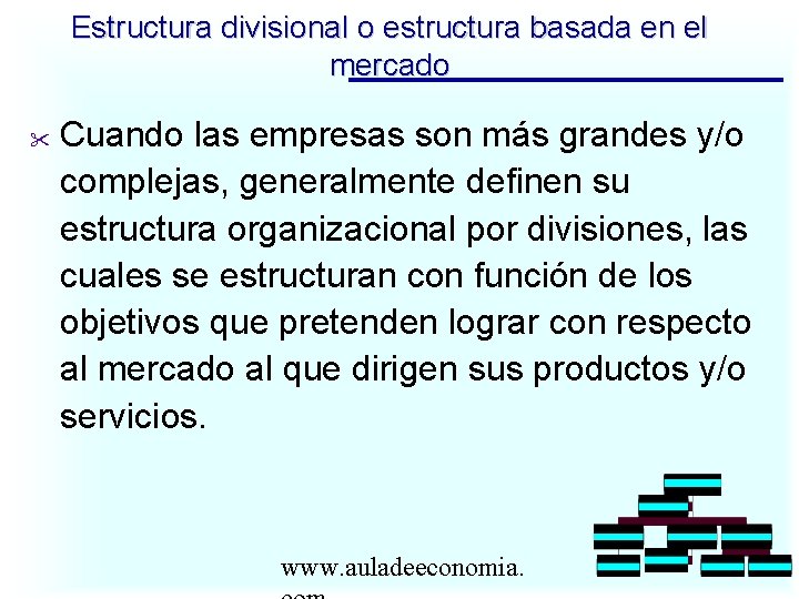 Estructura divisional o estructura basada en el mercado Cuando las empresas son más grandes