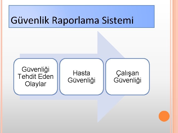 Güvenlik Raporlama Sistemi Güvenliği Tehdit Eden Olaylar Hasta Güvenliği Çalışan Güvenliği 