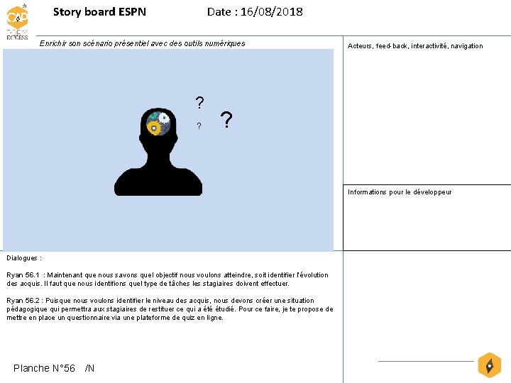 Story board ESPN Date : 16/08/2018 Enrichir son scénario présentiel avec des outils numériques