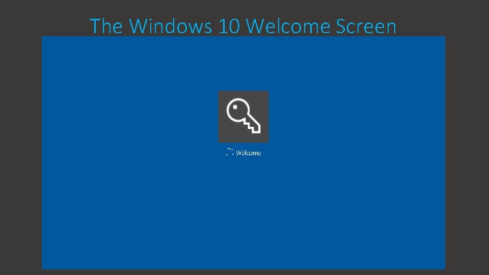 The Windows 10 Welcome Screen 