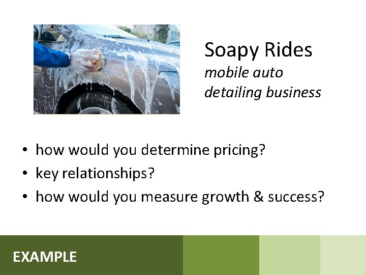 Soapy Rides mobile auto detailing business • how would you determine pricing? • key