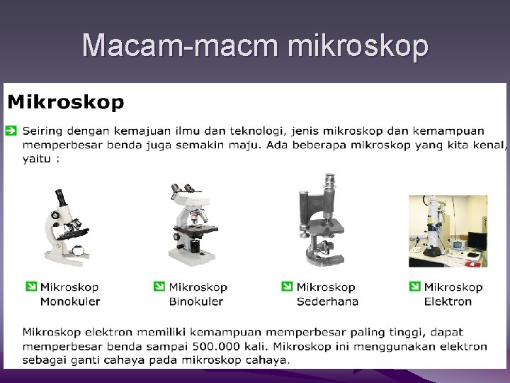 Macam-macm mikroskop 