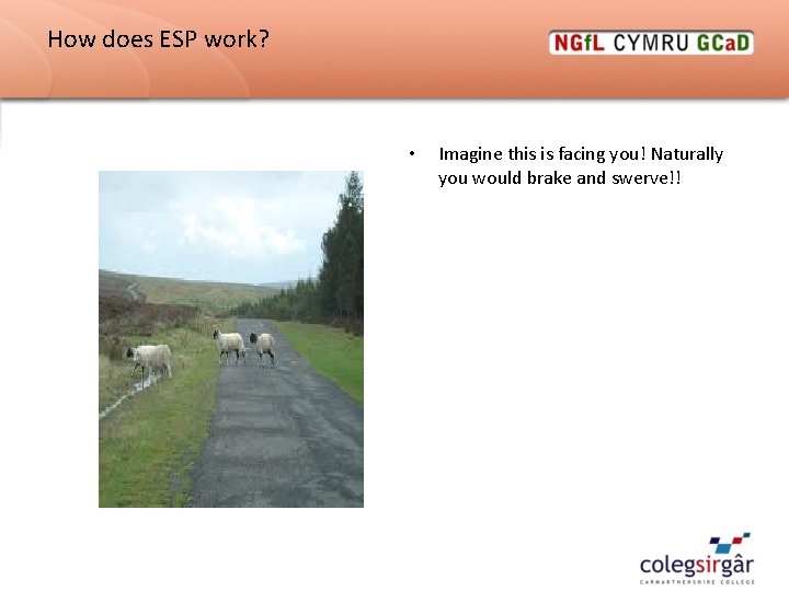 How does ESP work? • Imagine this is facing you! Naturally you would brake How does ESP work? • Imagine this is facing you! Naturally you would brake