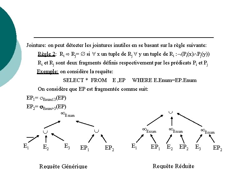 Jointure: on peut détecter les jointures inutiles en se basant sur la règle suivante: