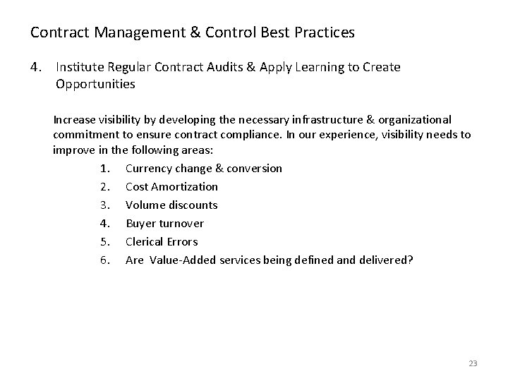 Contract Management & Control Best Practices 4. Institute Regular Contract Audits & Apply Learning