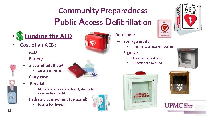 Community Preparedness Public Access Defibrillation • Funding the AED • Cost of an AED: