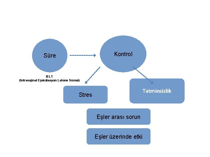 Kontrol Süre IELT (Intravajinal Ejakülasyon Latens Süresi) Tatminsizlik Stres Eşler arası sorun Eşler üzerinde